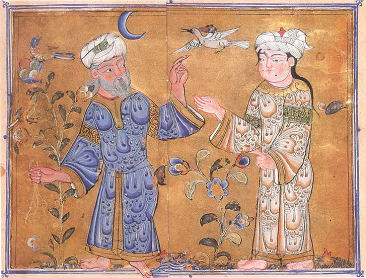 Abu Zaid al-Sarugi in discussion with his son